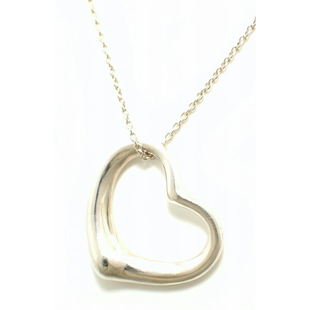 TIFFANYCo Tiffany Elsa Peretti Open Heart Pendant Necklace Silver Motif